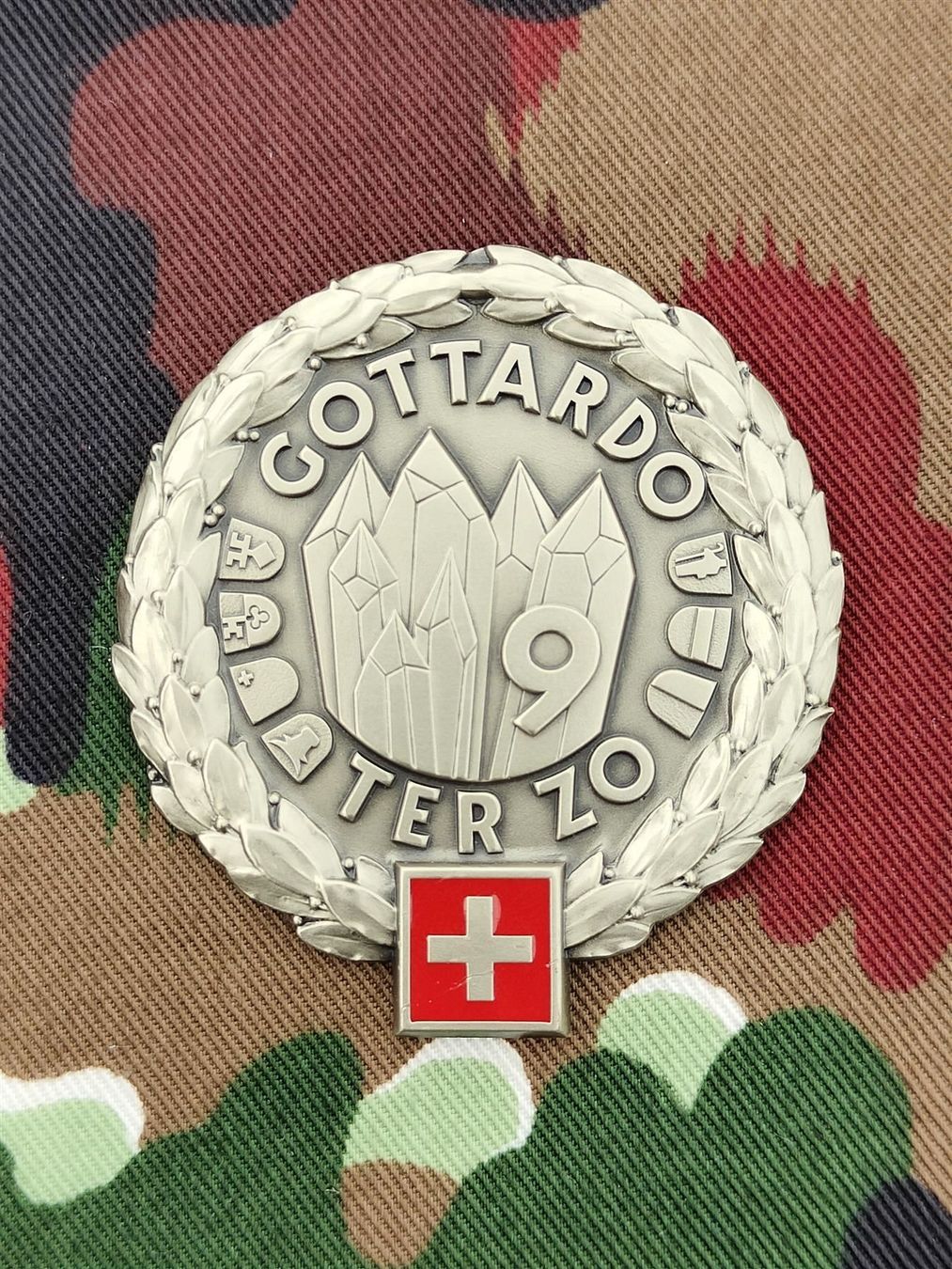 Plaketten & Abzeichen: Béretemblem Territorialzone 9 Variante 2 – Gebraucht aus Bauma von SwissMilitaria