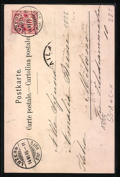 Cartoline postali: Vorläufer-AK Luzern, 1895, Teilansicht, – Usato da Berlin venduto da bartko-reher 1