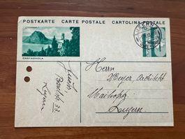 Alte Postkarte Castagnola 1933 gelocht  (M276)