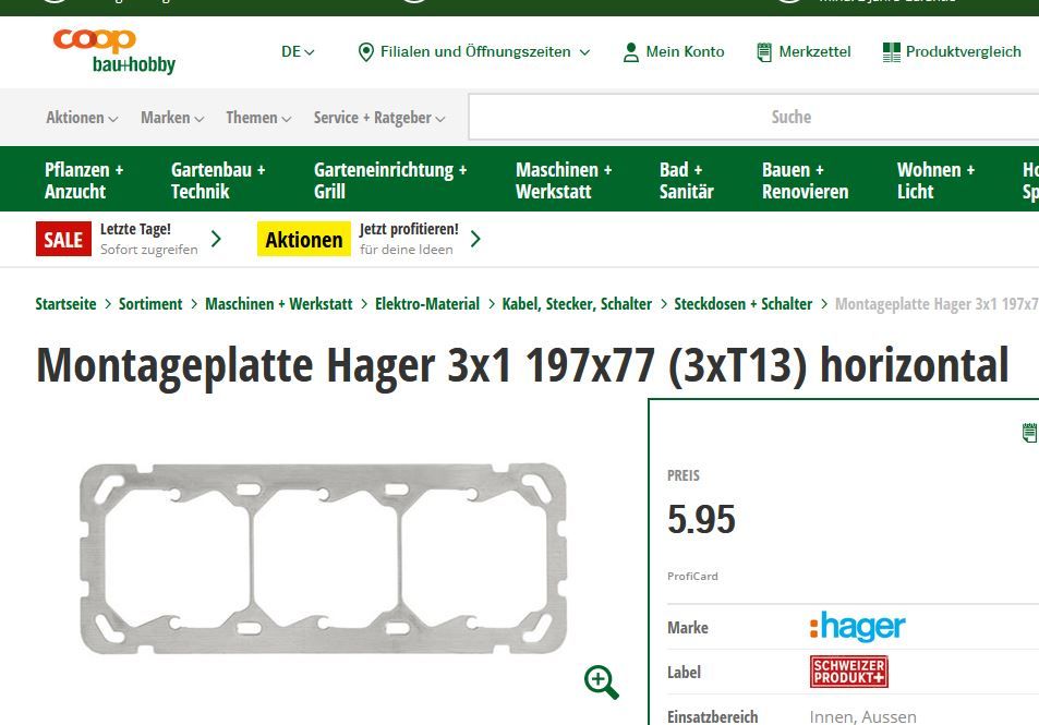 Perforatori, cucitrici & altre attrezzi: Befestigungsplatte senkr. 1x3 Hager NEU – Nuovo e nell'imballaggio originale da Reiden venduto da Gelbmeise 1