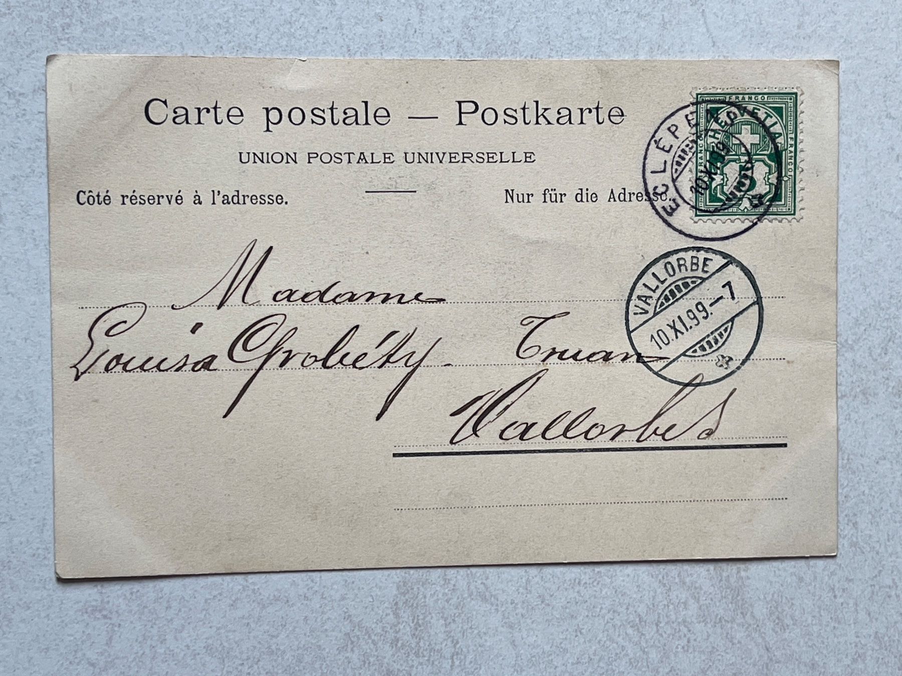 Cartoline postali: Alte Ansichtskarte Lausanne Kathedrale, gestempelt 1899 – Usato da Strengelbach venduto da Aschatan5 1