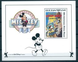 BHUTAN, BLOCK, MICKEY 60. GEBURTSTAG, **