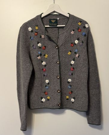 h.moser Salzburg Trachten Strickjacke grau Gr. M 