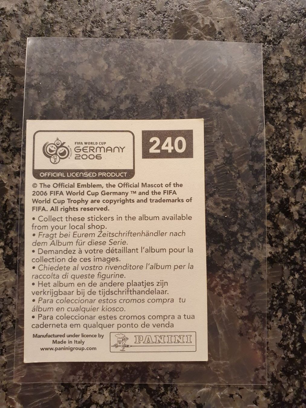 Panini Carte collezionabili: Arjen Robben 240 Panini WM 2006 – Usato da Oberdorf BL venduto da BaldenEagle 1