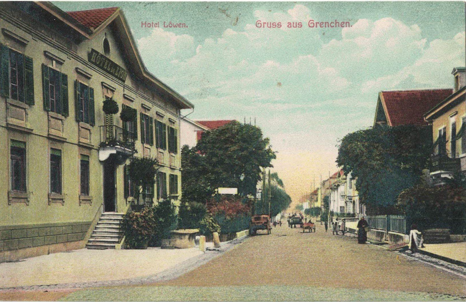 Cartes postales: Grenchen SO Solothurnstrasse Löwen Hotel , 1913 – D'occasion à Solothurn par Bepposol