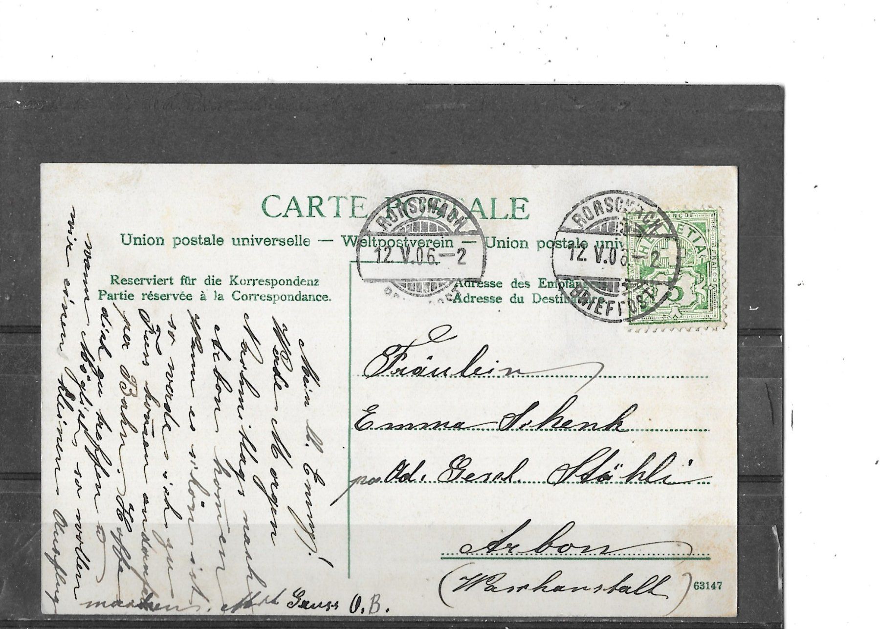 Cartoline postali: SG Rorschach 1906 Protest.Kirche – Usato da Schocherswil venduto da Wilare 1