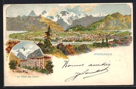 Litho Interlaken, Hotel des Alpes, Gesam