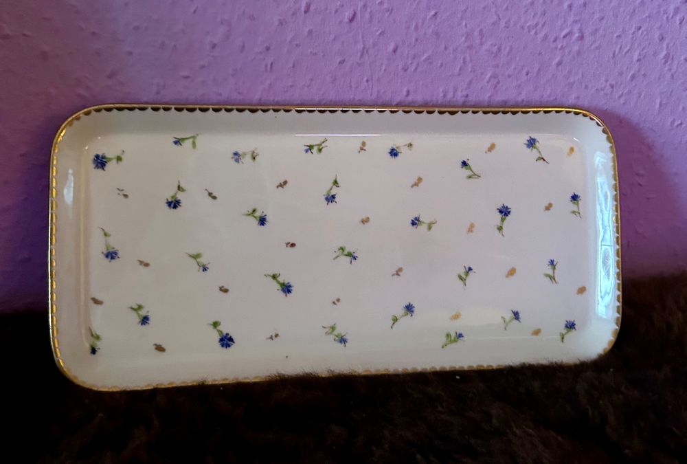 Joli Plat Vintage Portugais Années 80 – Céramique Peinte à La Main – Motif Floral