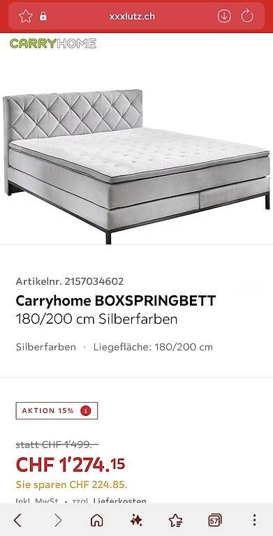 Betten: BOXSPRINGBETT 180/200 cm – Gebraucht aus Bazenheid von Exo_Tic