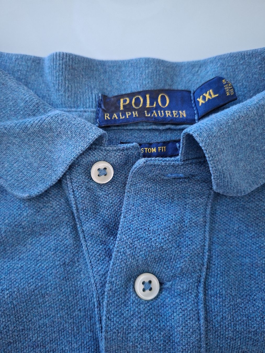 Ralph Lauren Magliette Polo: Polo Ralph en maille bleu, coupe Custom Fit, – Usato da Renens VD venduto da ser_j2fn 4