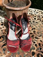 Neo Tango Heels, Red Zebra Print, Size 38