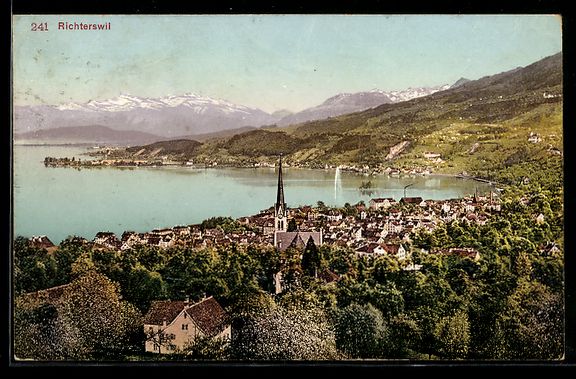 Ansichtskarten: Richterswil, Totalansicht auf Ort mit Ki – Gebraucht aus Berlin von bartko-reher