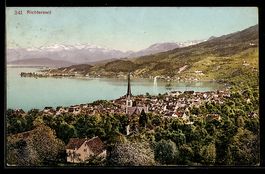 Richterswil, Totalansicht auf Ort mit Ki
