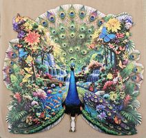 Schönes Holzpuzzle "Pfau"  Grösse A2