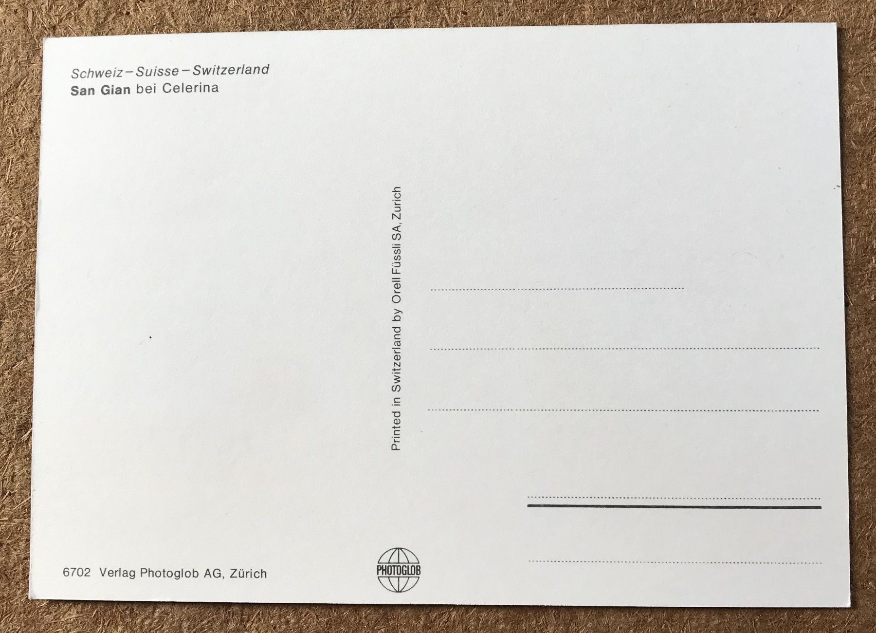 Cartoline postali: ANSICHTSKARTE SAN GIAN BEI CELERINA – Usato da Ostermundigen venduto da wini63 1
