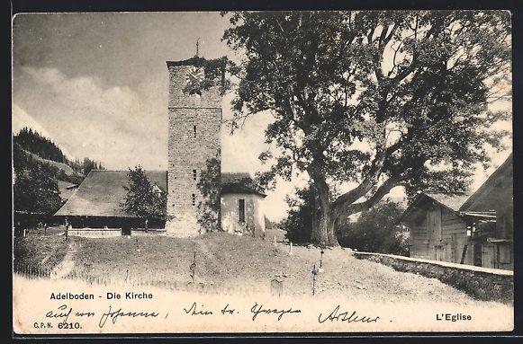Cartoline postali: AK Adelboden, Partie bei der Kirche – Usato da Berlin venduto da bartko-reher