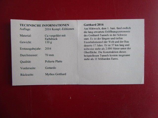Medaglie: GIGANT: Gotthard Mythos - Gotthard 2018 - 70 mm - PP – Nuovo e nell'imballaggio originale da Luzern venduto da Horoskop1 3