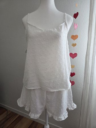 Pyjamaset Damen weiss Grösse L