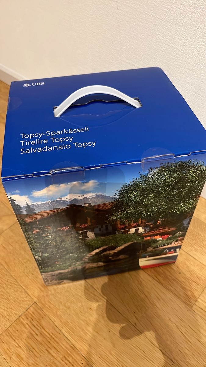 Salvadanai: UBS Topsy-Sparkässeli – Nuovo e nell'imballaggio originale da Zürich venduto da Speedycool