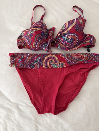 Beldona Swimsuit, Size B38, Red with Paisley Pattern, New