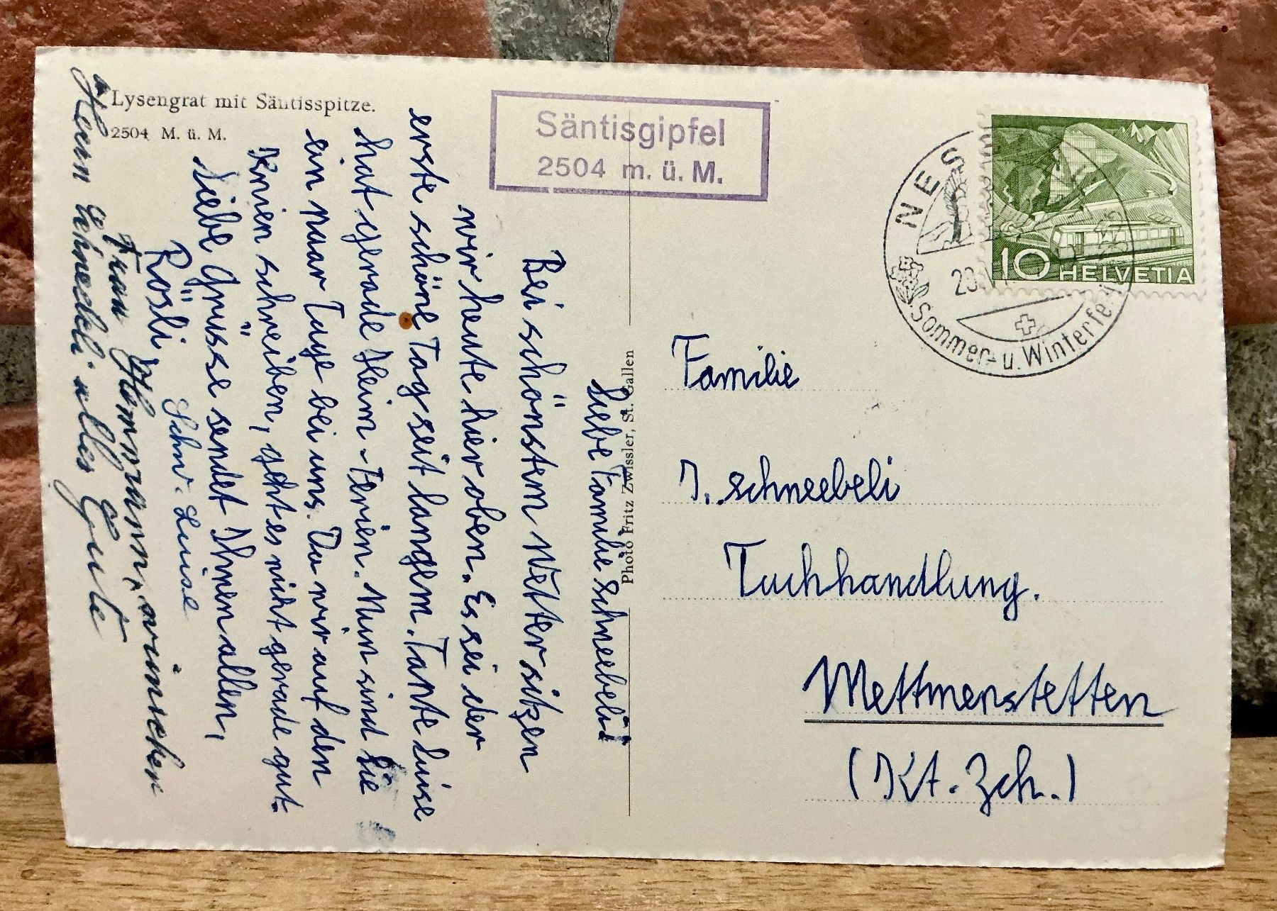 Cartoline postali: 1957 - Lysengrat mit Säntisspitze - Grossformat – Usato da Root venduto da ENGLAND-TREASURES 2