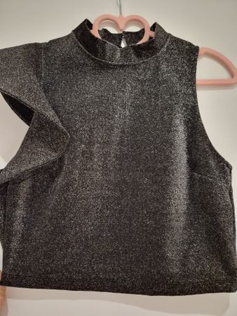 Bershka sparkly ruffle top, size M, perfect for party!