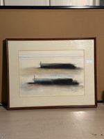Abstract Framed Art watercolour/crayon