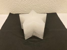Sternen-Kerze, ca. 14x14x10cm, silber/weiss metallic, 690g