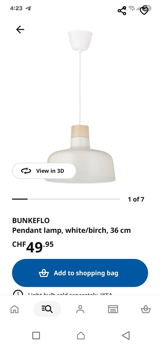Ikea Kronleuchter & Deckenlampen: BUNKEFLO Pendant lamp white birch 36 cm - never opened – Neu und originalverpackt aus Pfäffikon SZ von bcz_cz2c