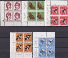 1955, Pro Juventute J158-J162 Viererblöcke ** Kat: 40.-+