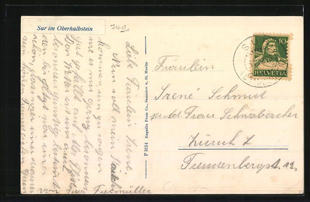 Cartes postales: Sur im Oberhalbstein, Ortsansicht mit Be – D'occasion à Berlin par bartko-reher 1