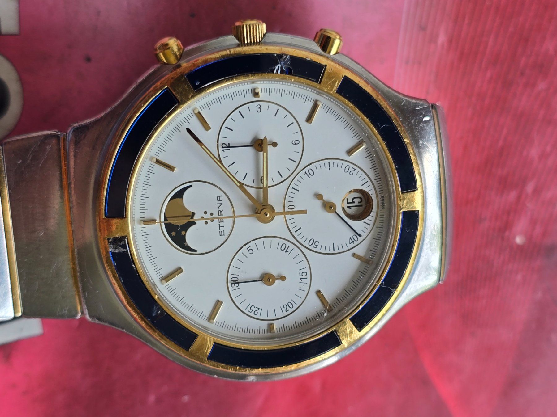 Eterna Uhren: 499 Eterna Airforce Gold / SS Chrono Mondphasen Date – Gebraucht aus Muri AG von Corredor 3