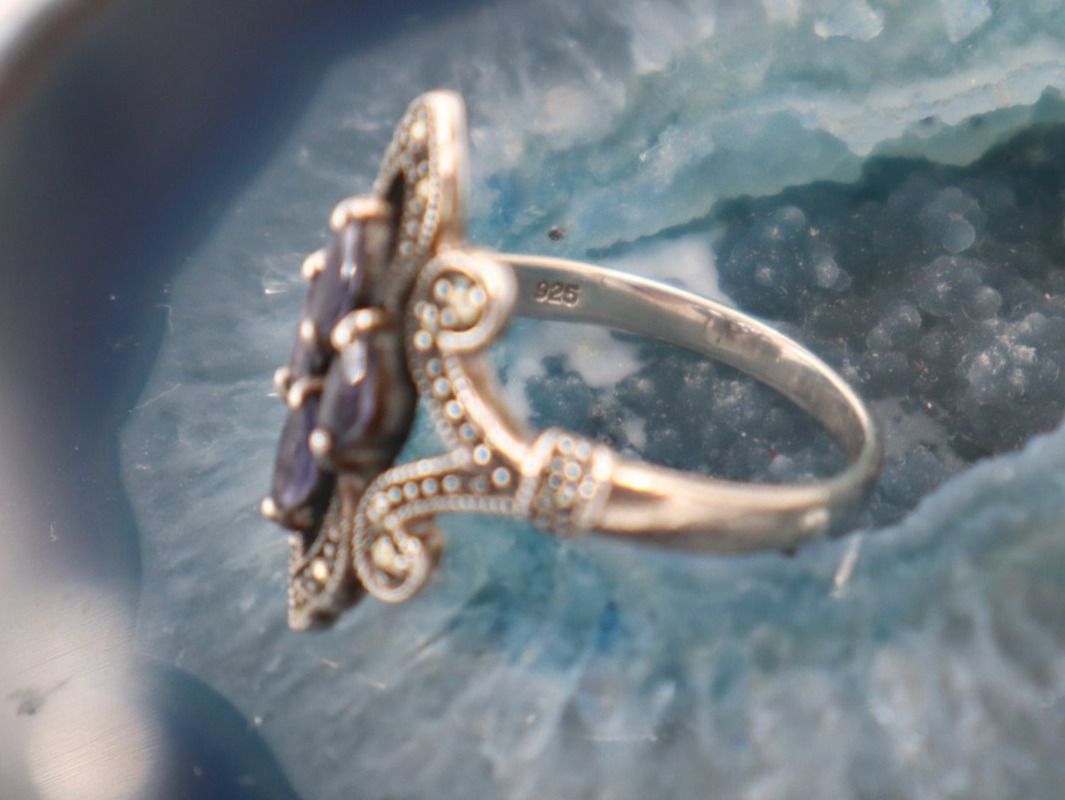 Ringe: Amethyst Damen Ring, Reines Silber, 4 Amethyst m. Markasiten – Gebraucht aus Baden von TellsKuchenhaus 6