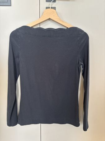 Langarmshirt Esprit schwarz mit Wellenrand Grösse XS