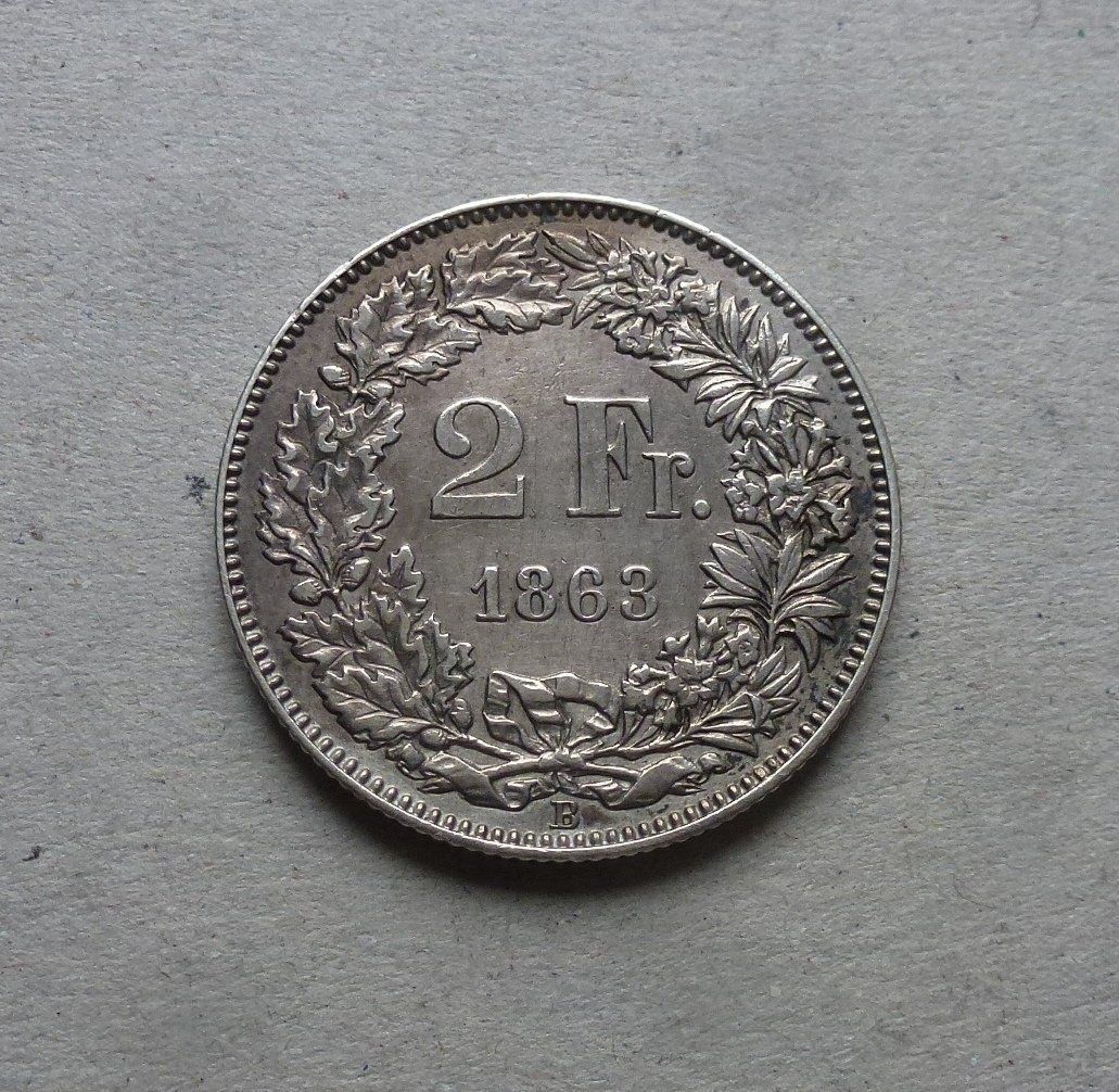 Tutti le monete: ++ 2.- Franken 1863, gute Erhaltung – Usato da Walkringen venduto da Casablanca777