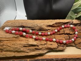 Collier Rhodochrosit und Süsswasserperlen
