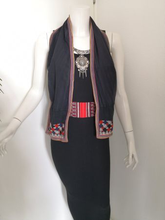 🤩BOHO-CHIC HANDGEMACHTER ETHNO SCHAL SCHWARZ NEU