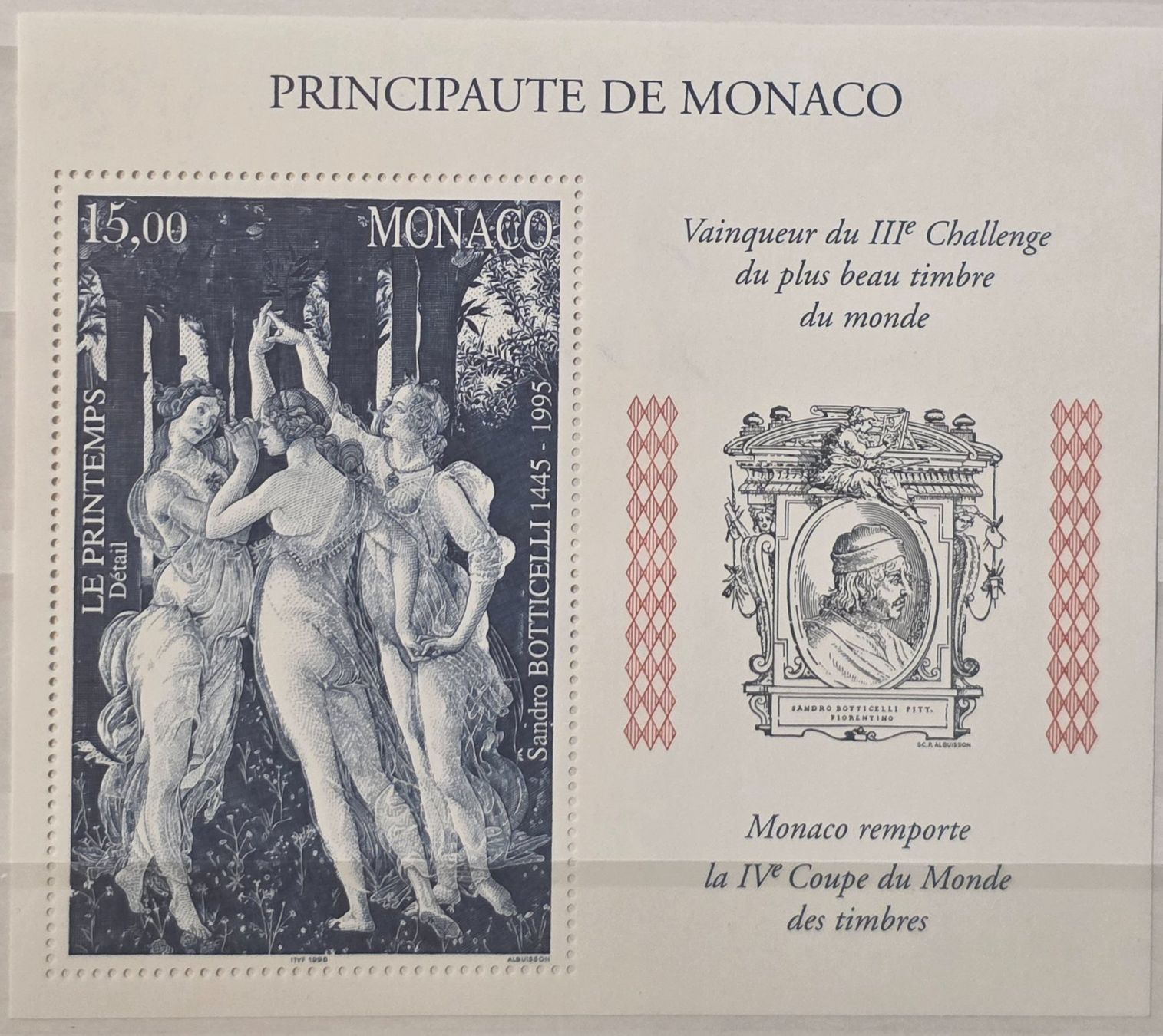 Tutti i francobolli: Monaco Blocco 1995 Botticelli Neu – Nuovo (secondo la descrizione) da Rohrbach venduto da lod_m58r