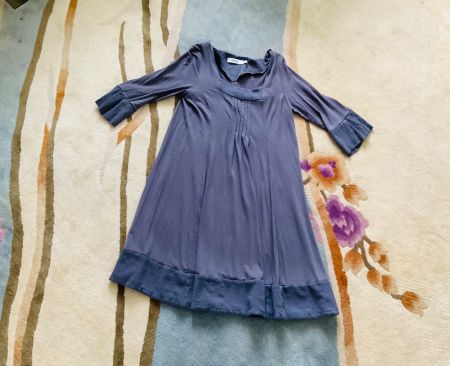 Superbe tunique Lagenlook MYRINE, t. S, manches 3/4 violette