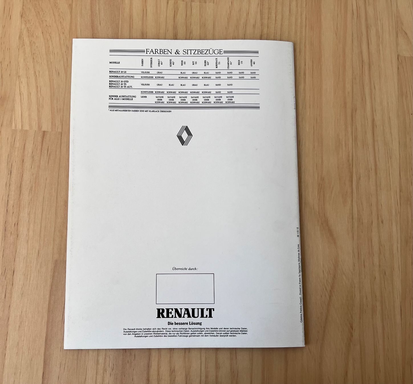 Renault Documents: RENAULT 20 Verkaufsprospekt – D'occasion à Münchenbuchsee par Volver64 6