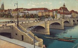AK 1909 Basel, Mittlere Rheinbrücke