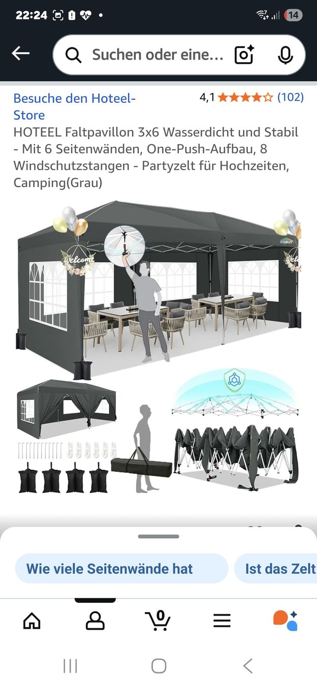 Tende & Padiglioni: Neuer Pavillon 6×3m – Nuovo (secondo la descrizione) da Münchenbuchsee venduto da Didiwinter