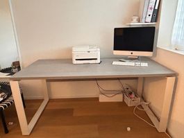 Schreibtisch Micasa Holz / Metall weiss-grau (Betonoptik)