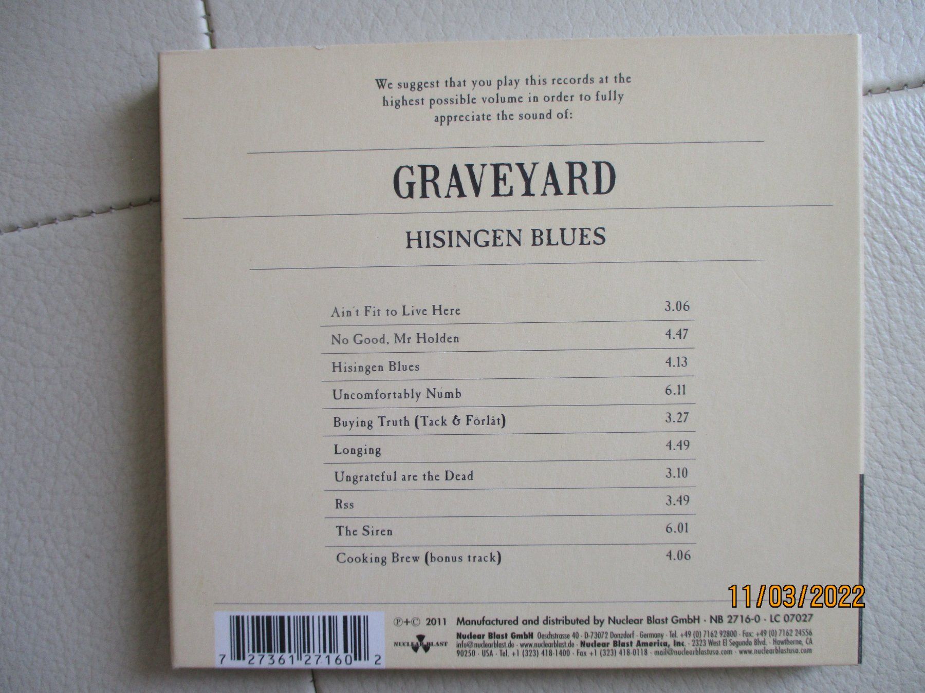 CD: Graveyard -Hisingen Blues – Usato da Liestal venduto da Disc-Point 1