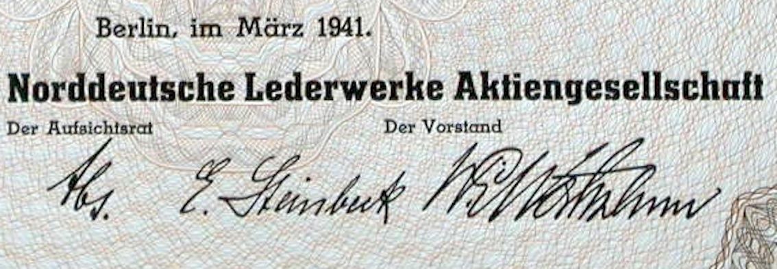 Documenti: Norddeutsche Lederwerke AG, Berlin - 1941 – Usato da Solothurn venduto da Sgasche 1