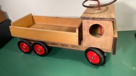 Holz Lastwagen 3-Achser Wisa Gloria Klassiker Lenkung 62cm