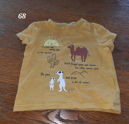 Gelbes Kinder T-Shirt, Wüste-Motiv, Grösse 68, Sommer