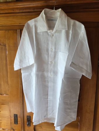 Herren Hemd Kurzarm weiss Leinen Alain Gauthier Paris L