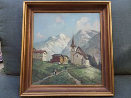 Huile sur toile Georges DJAKELI, Binnen, Valais