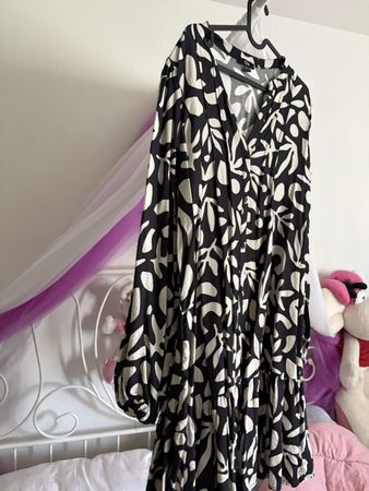 C&A KLEID TUNIKA Gr. 44 schwarz/weiss VISKOSE